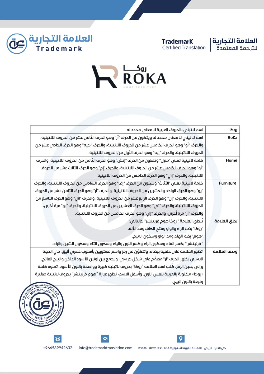 ترجمة علامة تجارية لشركة روكا
